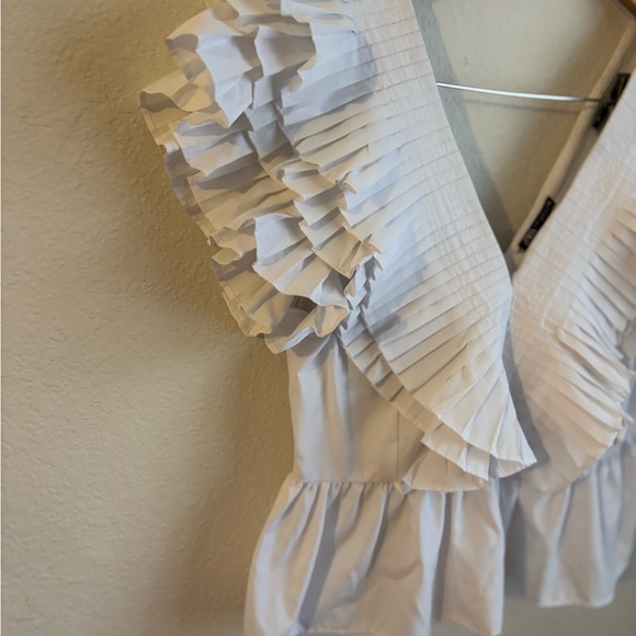 Zara White Ruffled Blouse - Picture 7 of 9